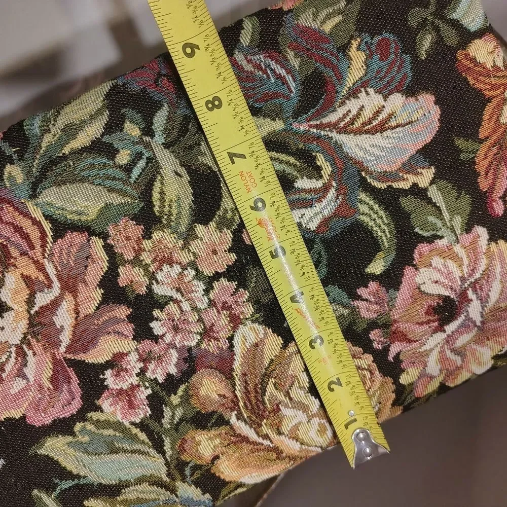 Antique Floral Upholstered Foot Stool Approximately 8.5 X 14